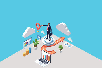 isometric design, The Business Command Center, Leadership, Strategy, and Teamwork in a Digital Era