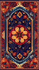 Vibrant Floral Rug Design With Intricate Patterns