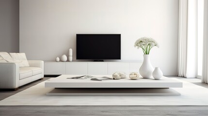 Minimalist Living Room with White Coffee Table
