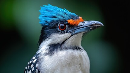 Fototapeta premium a black and white bird with blue head