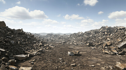 Massive Debris Field: Post-Demolition Landscape, 3D Render