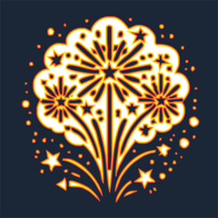 Fireworks set. Vector firework sign isolated with stars and sparks. Firework exlposions in the sky.