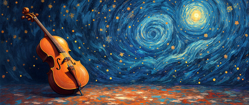 Digital art with a cello theme