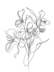 Elegant Floral Line Art, Botanical Illustration for Nature-Inspired Designs