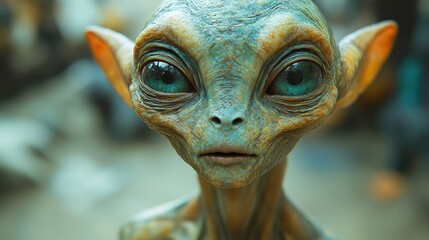 a close up of a alien