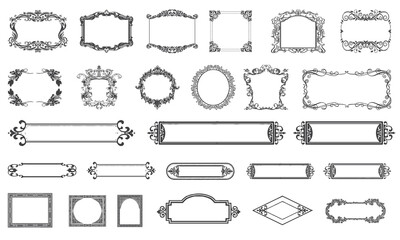 Classic floral border icon collection