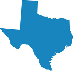 Fototapeta premium A high-detail vector illustration of the state of Texas in blue color with a clean white outline. Perfect for infographics, educational projects, maps, and graphic design. Fully editable and scalable 