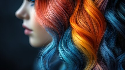a colorful hair on a mannequin