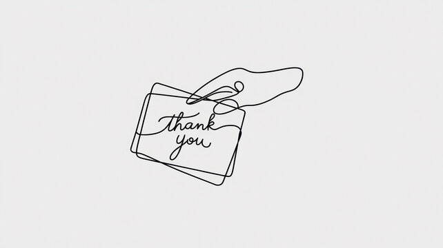 Simple Line Art of Thank You Gesture with Copy-Space