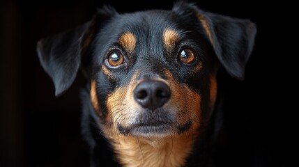 a dog with its head on a wood beam