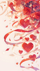 Obraz premium Romantic Valentine Tarot Frame with Swirls