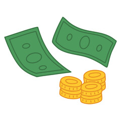 Money Banknotes and Coin banking illustration