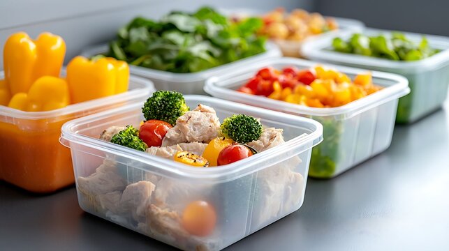 Healthy meal prep ideas for busy lifestyles kitchen food photography indoor close-up nutrition