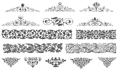 Classic floral border icon collection