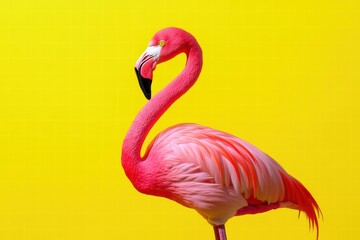 Captivating Pink Flamingo Against Bright Yellow Background