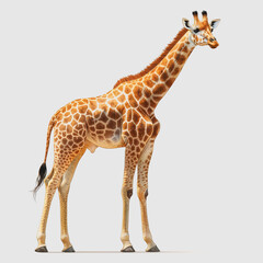 Obraz premium Majestic Giraffe Standing Tall in African Savanna with Golden Sunset Background Showcasing Wildlife Beauty and Nature Conservation Photography Techniques for Stock Image Market