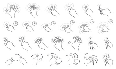 Finger gesture icon collection. Finger language icon bundle