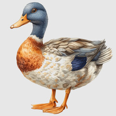 Obraz premium Indian Runner Duck Standing Gracefully on a White Surface Showcasing Unique Characteristics and Playful Nature Perfect for Animal Photography and Wildlife Enthusiasts Stock Images