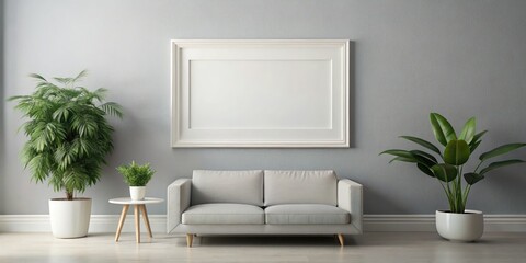 Modern minimalist white frame mockup; perfect for showcasing artwork in home décor gallery wall displays.