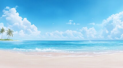 Obraz premium Serene tropical beach sunset a coastal paradise digital artwork for relaxation