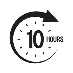 10 hours icon. Ten hours focus. Countdown arrow clock. Time tracking vector.
