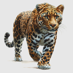 Obraz premium Vibrant Painting of a Leopard Captured in Abstract Style Showcasing Bold Colors and Unique Texture Ideal for Wildlife Art Enthusiasts and Nature Lovers in Home Decor Market