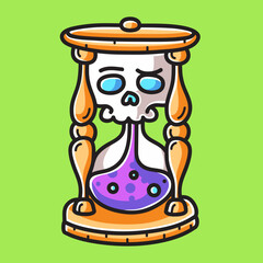 Hourglass Vector Cartoon Illustration. Halloween Icon Concept Isolated Premium Vector. Flat Cartoon Concept. Cute Doodle Cartoon Illustration Style. Suitable for Any Project