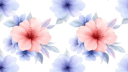 Obraz premium Floral pattern design with pink and blue flowers digital art bright background serene aesthetic