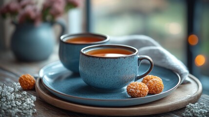 Fototapeta premium a tea set on a plate