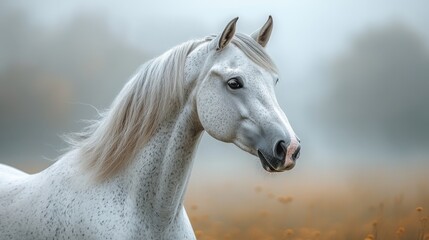 Obraz premium a white horse with a grey mane