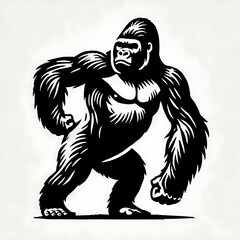 Fototapeta premium Gorilla vector illustration, Gorilla silhouette vector black and white