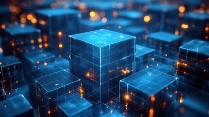 Obraz premium abstract 3d animation blue cube seamless looped vide