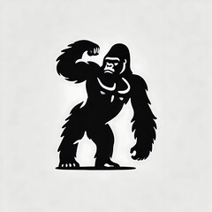 Fototapeta premium Gorilla vector illustration, Gorilla silhouette vector black and white