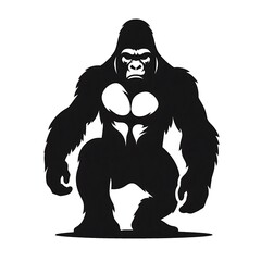 Fototapeta premium Gorilla vector illustration, Gorilla silhouette vector black and white