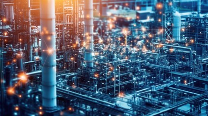 Fototapeta premium A focused image of cables and connectors linking sensors to a central monitoring system emphasizing the complexity of IIoT networks in industrial settings.