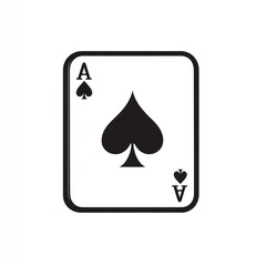 Ace of spades playing card, simple black and white icon. (1)