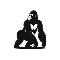 Obraz premium Gorilla vector illustration, Gorilla silhouette vector black and white