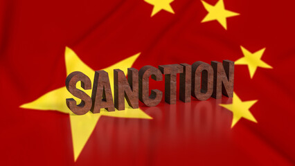 The sanction on china flag background for Business concept 3d rendering.