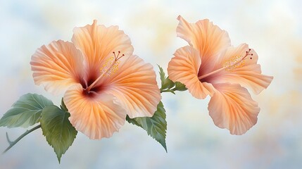 Vibrant hibiscus flowers blooming in nature close-up photography soft focus background