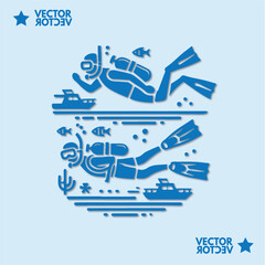 Obraz premium Holiday Diving activities logo vector