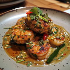 Todt Mun Goong Gaeng Kiew - green curry prawn cake