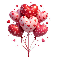 A vibrant collection of heart shaped balloons celebrating love and affection, digital illustration of still life concept.