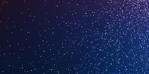 Fototapeta premium Abstract Digital Network: Blue and Purple Data Flow on Dark Background