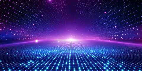 Fototapeta premium Futuristic Neon Grid: Glowing Lights on a Dark Background