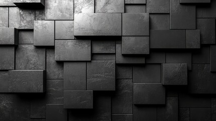 abstract 3d render black geometric composition desig