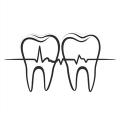 Healthy teeth with heartbeat line art.