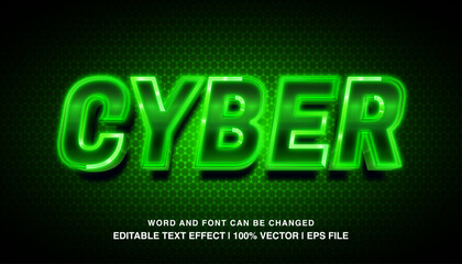 Obraz premium editable cyber green neon futuristic typeface