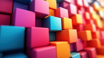 abstract 3d render geometric background with colorful cubes motion design seamless looped animatio