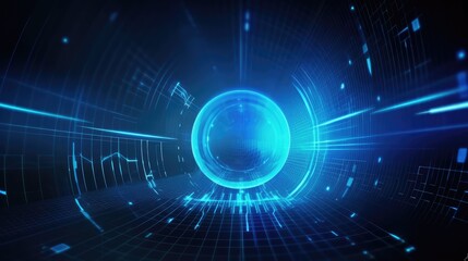 Futuristic Tech Sphere with Digital Grid