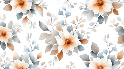 Fototapeta premium Creative studio floral pattern digital artwork featuring soft colors and decorative aesthetics